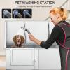 imageYITAHOME Dog Grooming Bathtub Professional Stainless Steel 304 Dog Bathing Station wRight Ramp Faucet Floor Grate 50in Pet Washing Station for Large Medium Small PetsLeft Door Ramp
