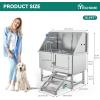imageYITAHOME Dog Grooming Bathtub Professional Stainless Steel 304 Dog Bathing Station wRight Ramp Faucet Floor Grate 50in Pet Washing Station for Large Medium Small PetsRight Door wStairs