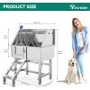 imageYITAHOME Dog Grooming Bathtub Professional Stainless Steel 304 Dog Bathing Station wRight Ramp Faucet Floor Grate 50in Pet Washing Station for Large Medium Small PetsLeft Stairs