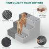 imageYITAHOME Dog Stairs for High Bed and Couch Premium Foam Dog Steps for Small Dogs Older Pets NonSlip Pet Stairs with HighStrength Boards Removable Washable Cover 4 Tiers Grey
