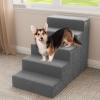 imageYITAHOME Dog Stairs for High Bed and Couch Premium Foam Dog Steps for Small Dogs Older Pets NonSlip Pet Stairs with HighStrength Boards Removable Washable Cover 5 Tiers Grey