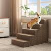 imageYITAHOME Dog Stairs for High Bed and Couch Premium Foam Dog Steps for Small Dogs Older Pets NonSlip Pet Stairs with HighStrength Boards Removable Washable Cover 5 Tiers Brown