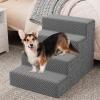 imageYITAHOME Dog Stairs for High Bed and Couch Premium Foam Dog Steps for Small Dogs Older Pets NonSlip Pet Stairs with HighStrength Boards Removable Washable Cover 4 Tiers Grey