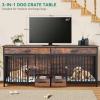 imageYITAHOME Double Dog Crate Furniture with Dog Feeder 748quot Wooden Decorative Dog Kennel Furniture Indoor Heavy Duty Dog Crate with Drawers 2 Room Divider for 2 Medium Large Dogs BrownBrown
