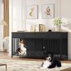 imageYITAHOME Double Dog Crate Furniture with Dog Feeder 748quot Wooden Decorative Dog Kennel Furniture Indoor Heavy Duty Dog Crate with Drawers 2 Room Divider for 2 Medium Large Dogs BrownBlack