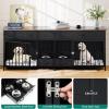 imageYITAHOME Double Dog Crate Furniture with Dog Feeder 748quot Wooden Decorative Dog Kennel Furniture Indoor Heavy Duty Dog Crate with Drawers 2 Room Divider for 2 Medium Large Dogs BrownBlack