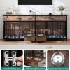 imageYITAHOME Double Dog Crate Furniture with Dog Feeder 748quot Wooden Decorative Dog Kennel Furniture Indoor Heavy Duty Dog Crate with Drawers 2 Room Divider for 2 Medium Large Dogs BrownBrown