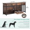 imageYITAHOME Double Dog Crate Furniture with Dog Feeder 748quot Wooden Decorative Dog Kennel Furniture Indoor Heavy Duty Dog Crate with Drawers 2 Room Divider for 2 Medium Large Dogs BrownBrown