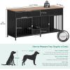 imageYITAHOME Double Dog Crate Furniture with Dog Feeder 748quot Wooden Decorative Dog Kennel Furniture Indoor Heavy Duty Dog Crate with Drawers 2 Room Divider for 2 Medium Large Dogs BrownBlack