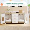 imageYITAHOME Double Hidden Cat Litter Box Enclosure with Power Outlet ampamp LED Light 60 Inch Dual Kitty Litter Box TV Stand Furniture for 2 Cats Wooden Cat Cabinet for Indoor Cats Grey OakWhite