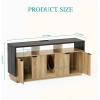 imageYITAHOME Double Hidden Cat Litter Box Enclosure with Power Outlet ampamp LED Light 60 Inch Dual Kitty Litter Box TV Stand Furniture for 2 Cats Wooden Cat Cabinet for Indoor Cats Grey OakGrey OakLed light