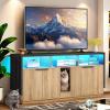 imageYITAHOME Double Hidden Cat Litter Box Enclosure with Power Outlet ampamp LED Light 60 Inch Dual Kitty Litter Box TV Stand Furniture for 2 Cats Wooden Cat Cabinet for Indoor Cats Grey OakGrey OakLed light