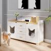 imageYITAHOME Double Hidden Cat Litter Box Enclosure with Power Outlet ampamp LED Light 60 Inch Dual Kitty Litter Box TV Stand Furniture for 2 Cats Wooden Cat Cabinet for Indoor Cats Grey OakWhite