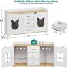 imageYITAHOME Double Hidden Cat Litter Box Enclosure with Power Outlet ampamp LED Light 60 Inch Dual Kitty Litter Box TV Stand Furniture for 2 Cats Wooden Cat Cabinet for Indoor Cats Grey OakWhite