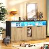 imageYITAHOME Double Hidden Cat Litter Box Enclosure with Power Outlet ampamp LED Light 60 Inch Dual Kitty Litter Box TV Stand Furniture for 2 Cats Wooden Cat Cabinet for Indoor Cats Grey OakGrey OakLed light