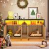 imageYITAHOME Double Hidden Cat Litter Box Enclosure with Power Outlet ampamp LED Light 60 Inch Dual Kitty Litter Box TV Stand Furniture for 2 Cats Wooden Cat Cabinet for Indoor Cats Grey OakGrey OakLed light