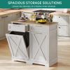 imageYITAHOME Double Tilt Out Trash Cabinet 20 Gallon Wooden Free Standing Laundry Cabinet with Barn Doors Kitchen Trash Recycling Cabinet with 2 Drawer TiltOut Hamper for Kitchen Off WhiteOff White