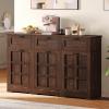 imageYITAHOME Double Tilt Out Trash Can Cabinet with Storage Two 10Gallon Kitchen Trash Can with 3 Drawers Kitchen Island Laundry Hamper Brown OakBrown Oak