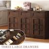 imageYITAHOME Double Tilt Out Trash Can Cabinet with Storage Two 10Gallon Kitchen Trash Can with 3 Drawers Kitchen Island Laundry Hamper Brown OakBrown Oak