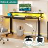 imageYITAHOME Electric Standing Desk with Drawer 55quot Standing Desk Adjustable Height Sit Stand Up Desk with Power Outlets ampamp LED Lights Home Office Desk with Memory Preset Black