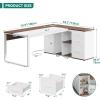 imageYITAHOME Executive Desk with Power Outlets 71quot L Shaped Desk with File Cabinet Executive Desk with Drawers ampamp Storage Shelves Corner Office Desk with Bookshelf for Home Office Grey ampamp BlackWalnut  White