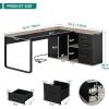 imageYITAHOME Executive Desk with Power Outlets 71quot L Shaped Desk with File Cabinet Executive Desk with Drawers ampamp Storage Shelves Corner Office Desk with Bookshelf for Home Office Grey ampamp BlackGrey  Black