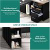 imageYITAHOME Executive Desk with Power Outlets 71quot L Shaped Desk with File Cabinet Executive Desk with Drawers ampamp Storage Shelves Corner Office Desk with Bookshelf for Home Office Grey ampamp BlackGrey  Black