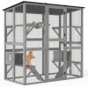 imageYITAHOME Extra Large Catio Outdoor Cat Enclosure 110 Inch Outside Cattery with Weatherproof Roof Scratcher Ramp Cat Space Capsule Bed 2 Bridges 2 Resting Houses 7 SolutionsGray
