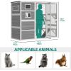 imageYITAHOME Extra Large Catio Outdoor Cat Enclosure 110 Inch Outside Cattery with Weatherproof Roof Scratcher Ramp Cat Space Capsule Bed 2 Bridges 2 Resting Houses 7 SolutionsGrey and White