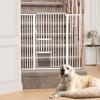 imageYITAHOME Extra Tall 55quot High Metal Dog Gate with Cat Door 295quot 48quot Wide Auto Close Pet Gate Indoor for Stairs Doorways House No Drilling Pressure Mount Sturdy White29548 Wide  551 Tall