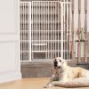 imageYITAHOME Extra Tall 55quot High Metal Dog Gate with Cat Door 295quot 48quot Wide Auto Close Pet Gate Indoor for Stairs Doorways House No Drilling Pressure Mount Sturdy White29543 Wide  551 Tall
