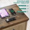 imageYITAHOME Farmhouse 3Drawer Nightstand with Builtin USB Charging Ports  Open Shelf Storage Cabinet  End Table for Sofa ampamp Bed  OffWhite ampamp Walnut Grain Finish3 Drawers End Table