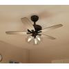 imageYITAHOME Farmhouse Ceiling Fan with Light and Remote 52 Inch Low Profile Flush Mount Ceiling Fan with Clear Seeded Glass Light Kit Quiet Reversible Motor 3 Speed Timer Oak and BlackBlack