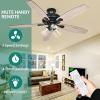 imageYITAHOME Farmhouse Ceiling Fan with Light and Remote 52 Inch Low Profile Flush Mount Ceiling Fan with Clear Seeded Glass Light Kit Quiet Reversible Motor 3 Speed Timer Oak and BlackBlack  Oak
