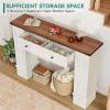imageYITAHOME Farmhouse Console Table for Entryway with Storage Narrow Long Sofa Table Furniture with Nontip Kit Behind Couch Table for Hallway Living Room ampamp Bedroom Off White ampamp WalnutOff White  Walnut