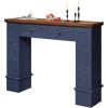 imageYITAHOME Farmhouse Console Table for Entryway with Storage Narrow Long Sofa Table Furniture with Nontip Kit Behind Couch Table for Hallway Living Room ampamp Bedroom Off White ampamp WalnutNavy Blue  Walnut