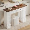 imageYITAHOME Farmhouse Console Table for Entryway with Storage Narrow Long Sofa Table Furniture with Nontip Kit Behind Couch Table for Hallway Living Room ampamp Bedroom Off White ampamp WalnutOff White  Walnut