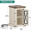 imageYITAHOME Farmhouse End Table Bedside Table with LED Lights Nightstand with Charging Station Adjustable Storage Shelf Sofa Side Coffee Table for Bedroom Living Room Off White Walnut GrainOff White  Walnut Grain