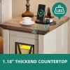 imageYITAHOME Farmhouse End Table Bedside Table with LED Lights Nightstand with Charging Station Adjustable Storage Shelf Sofa Side Coffee Table for Bedroom Living Room Off White Walnut GrainOff White  Walnut Grain