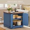 imageYITAHOME Farmhouse End Table with USB Power Outlets ampamp Adjustable Shelf  MultiPurpose Nightstand ampamp Bedside Table for Living Room ampamp Bedroom  Navy Blue2 Set