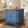 imageYITAHOME Farmhouse End Table with USB Power Outlets ampamp Adjustable Shelf  MultiPurpose Nightstand ampamp Bedside Table for Living Room ampamp Bedroom  Navy Blue2 Set