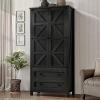 imageYITAHOME Farmhouse Kitchen Pantry Cabinet 645quot Tall Storage Cabinet with 2 Drawers ampamp Adjustable Shelves Ideal for Kitchen Living Room or Entryway Oak BlackBlack