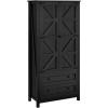 imageYITAHOME Farmhouse Kitchen Pantry Cabinet 645quot Tall Storage Cabinet with 2 Drawers ampamp Adjustable Shelves Ideal for Kitchen Living Room or Entryway Oak BlackBlack