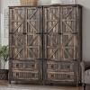 imageYITAHOME Farmhouse Kitchen Pantry Cabinet 645quot Tall Storage Cabinet with 2 Drawers ampamp Adjustable Shelves Ideal for Kitchen Living Room or Entryway Oak BlackRustic Brown