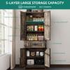 imageYITAHOME Farmhouse Kitchen Pantry Cabinet 645quot Tall Storage Cabinet with 2 Drawers ampamp Adjustable Shelves Ideal for Kitchen Living Room or Entryway Oak BlackDark Rustic Oak