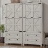 imageYITAHOME Farmhouse Kitchen Pantry Cabinet 645quot Tall Storage Cabinet with 2 Drawers ampamp Adjustable Shelves Ideal for Kitchen Living Room or Entryway Oak BlackOffwhite