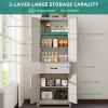 imageYITAHOME Farmhouse Kitchen Pantry Cabinet 645quot Tall Storage Cabinet with 2 Drawers ampamp Adjustable Shelves Ideal for Kitchen Living Room or Entryway Oak BlackWhite Oak
