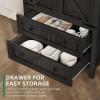 imageYITAHOME Farmhouse Kitchen Pantry Cabinet 645quot Tall Storage Cabinet with 2 Drawers ampamp Adjustable Shelves Ideal for Kitchen Living Room or Entryway Oak BlackBlack