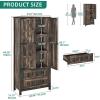 imageYITAHOME Farmhouse Kitchen Pantry Cabinet 645quot Tall Storage Cabinet with 2 Drawers ampamp Adjustable Shelves Ideal for Kitchen Living Room or Entryway Oak BlackRustic Brown