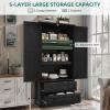 imageYITAHOME Farmhouse Kitchen Pantry Cabinet 645quot Tall Storage Cabinet with 2 Drawers ampamp Adjustable Shelves Ideal for Kitchen Living Room or Entryway Oak BlackBlack